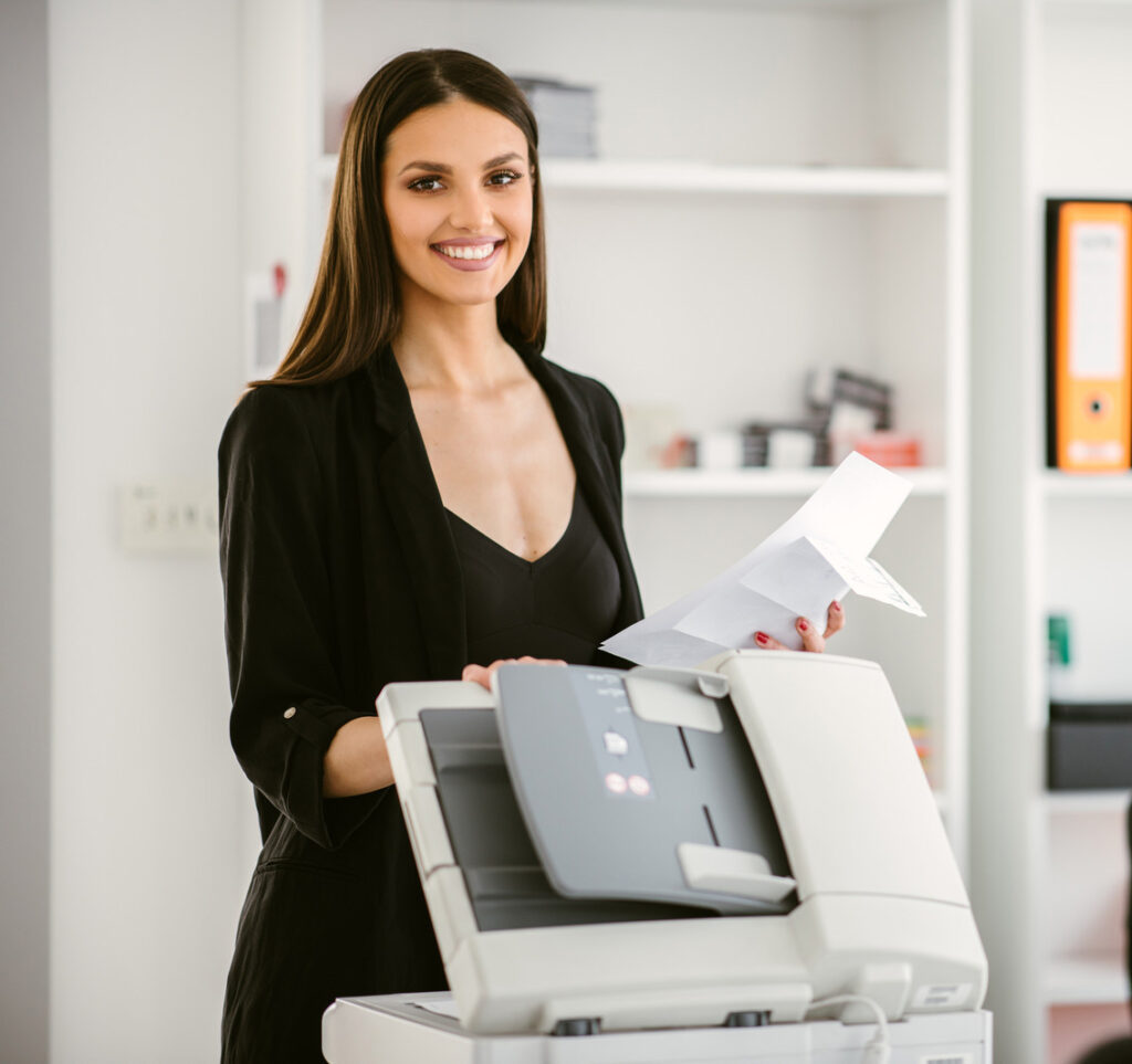 Woman using printer